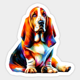 Colorful Splash Basset Hound in Artistic Style Sticker